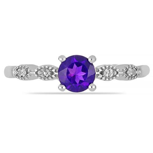 BUY 925 SILVER AFRICAN AMETHYST GEMSTONE CLASSIC RING